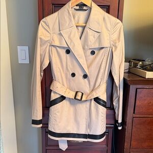 Theory Beige and Black Trench Coat